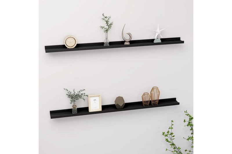 Vägghyllor 2 st svart 115x9x3 cm - Svart - Förvaring - Köksförvaring - Kökshylla
