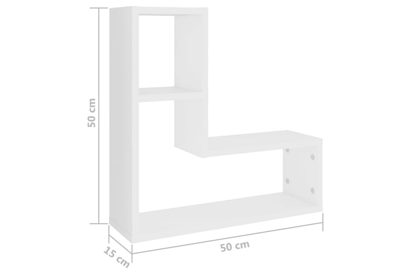 Vägghyllor 2 st vit 50x15x50 cm spånskiva - Vit - Kökshylla - Vägghylla