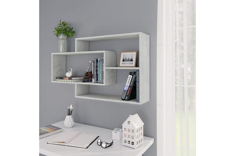 Vägghyllor betonggrå 104x20x58,5 cm spånskiva - Grå - Förvaring - Köksförvaring - Kökshylla