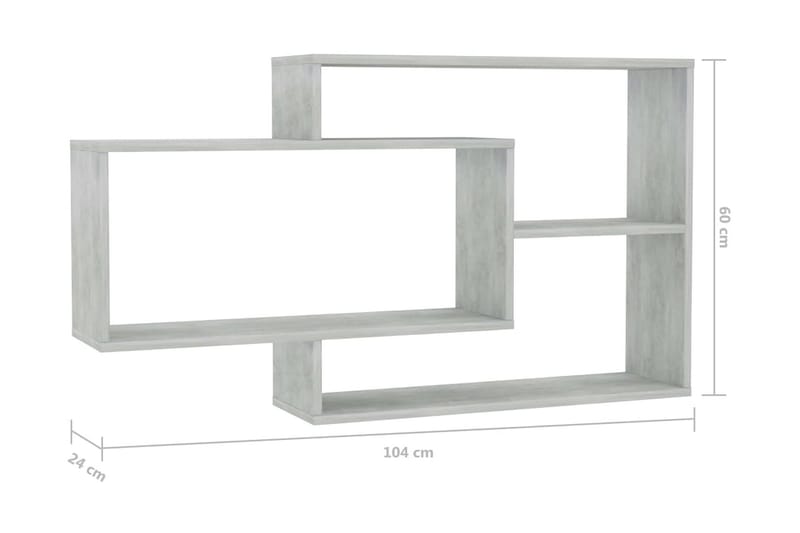 Vägghyllor betonggrå 104x20x58,5 cm spånskiva - Grå - Kökshylla - Vägghylla