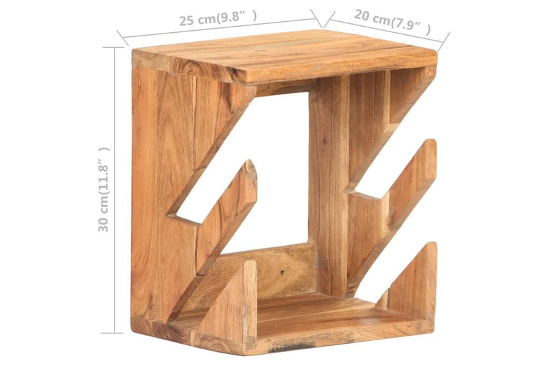 Väggmonterad skateboardhållare 25x20x30 cm massivt akaciaträ - Natur - Förvaring - Köksförvaring - Kökshylla