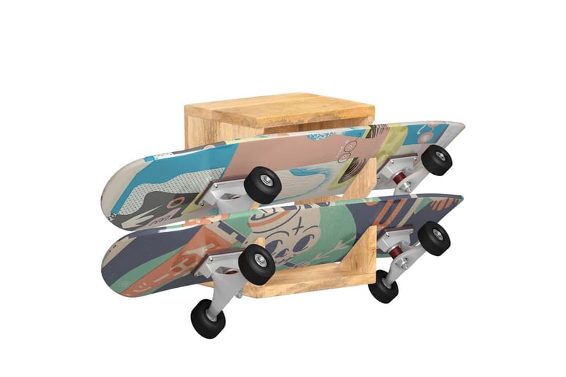 Väggmonterad skateboardhållare 25x20x30 cm massivt mangoträ - Brun - Vägghylla - Kökshylla