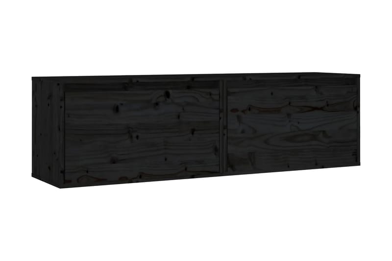 Väggskåp 2 st 60x30x35 cm massiv furu svart - Svart - Förvaring - Köksförvaring - Kökshylla