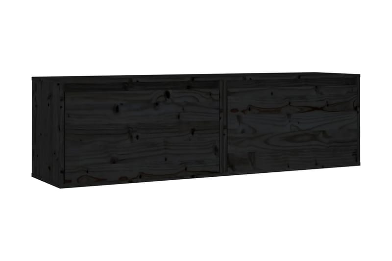 Väggskåp 2 st 60x30x35 cm massiv furu svart - Svart - Kökshylla - Vägghylla