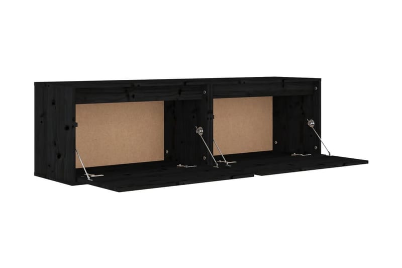Väggskåp 2 st 60x30x35 cm massiv furu svart - Svart - Förvaring - Köksförvaring - Kökshylla