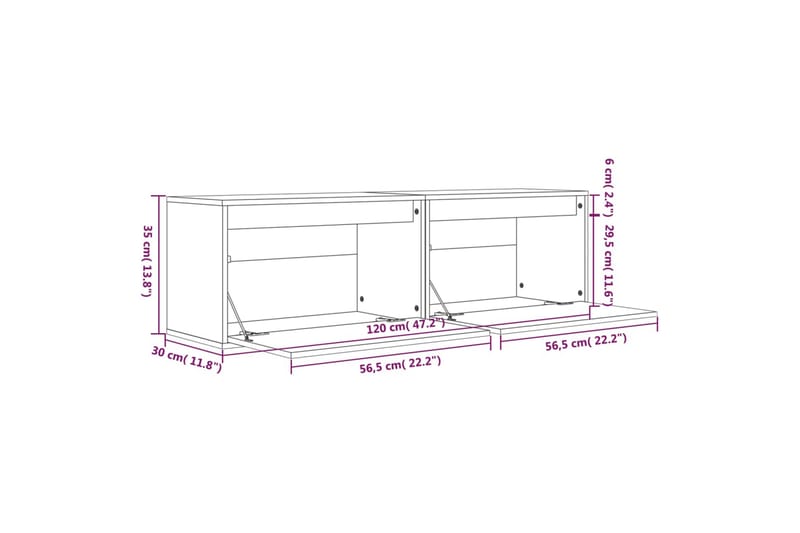 Väggskåp 2 st 60x30x35 cm massiv furu svart - Svart - Kökshylla - Vägghylla