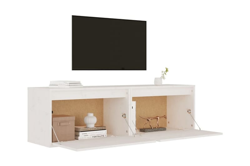 Väggskåp 2 st 60x30x35 cm massiv furu vit - Vit - Förvaring - Köksförvaring - Kökshylla