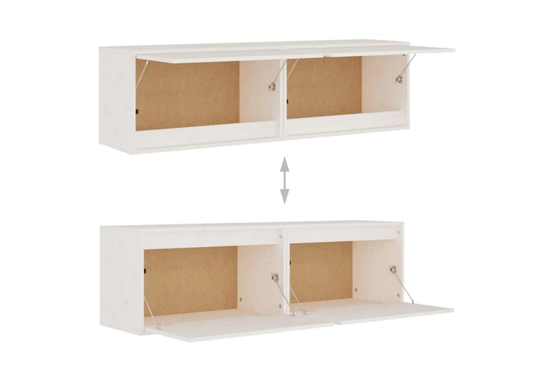 Väggskåp 2 st 60x30x35 cm massiv furu vit - Vit - Förvaring - Köksförvaring - Kökshylla