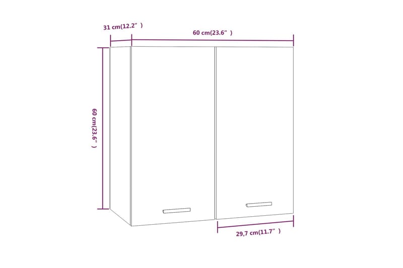 Väggskåp brun ek 60x31x60 cm konstruerat trä - Brun - Vägghylla - Kökshylla