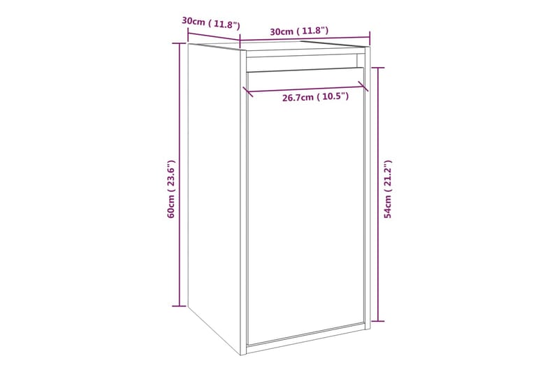 Väggskåp grå 30x30x60 cm massiv furu - Grå - Förvaring - Köksförvaring - Kökshylla