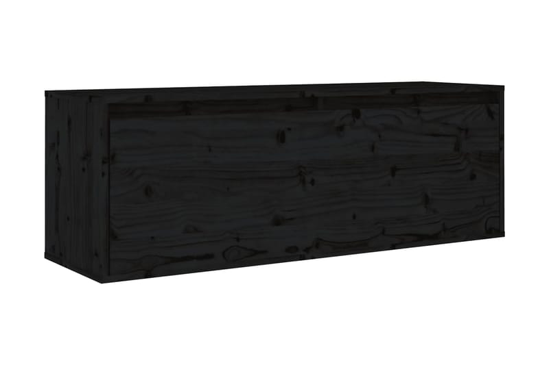 Väggskåp svart 100x30x35 cm massiv furu - Svart - Kökshylla - Vägghylla