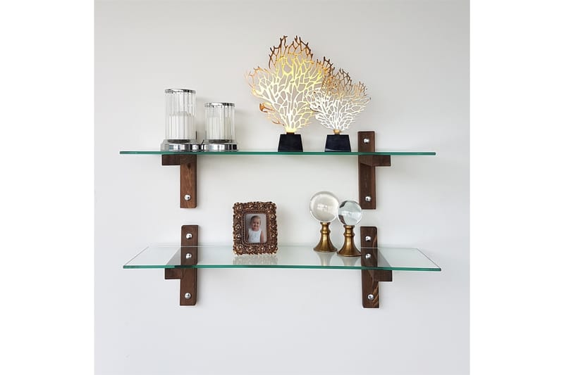VANDERDUSSEN Vägghylla 85 cm Valnöt - Brun/Glas - Förvaring - Köksförvaring - Kökshylla