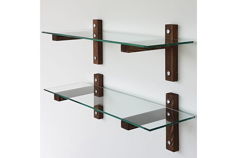 VANDERDUSSEN Vägghylla 85 cm Valnöt - Brun/Glas - Förvaring - Köksförvaring - Kökshylla