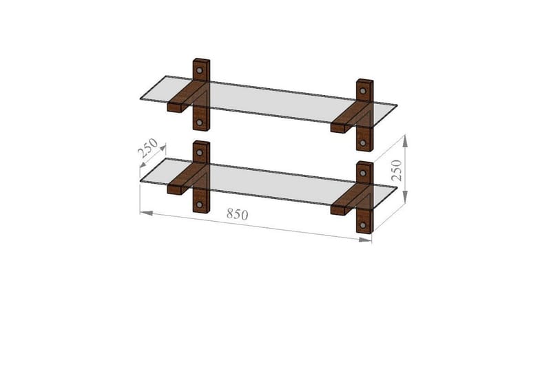 VANDERDUSSEN Vägghylla 85 cm Valnöt - Brun/Glas - Vägghylla - Kökshylla