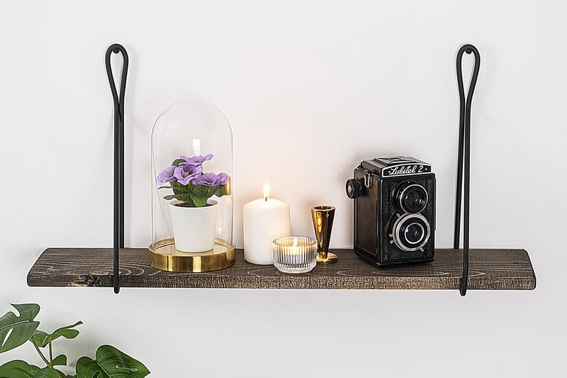 YENICAMI Vägghylla 15x60 cm Svart/Valnöt - Förvaring - Köksförvaring - Kökshylla