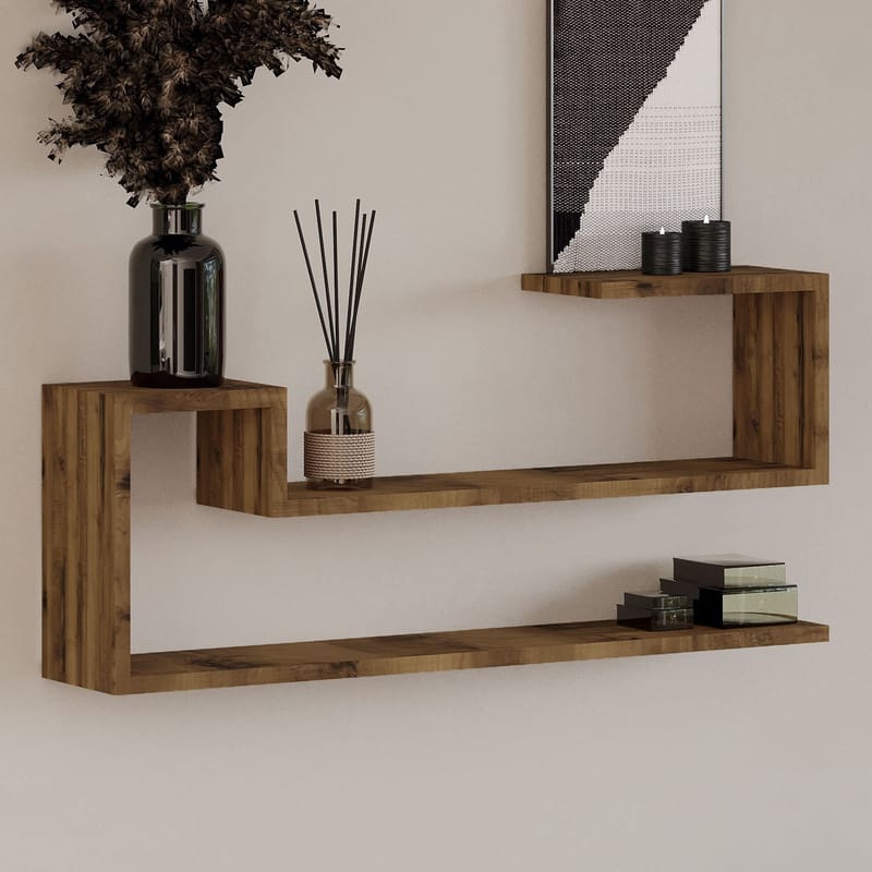 Melto Vägghylla 90x41,2x17 cm - Antik valnöt - Förvaring - Köksförvaring - Kökshylla