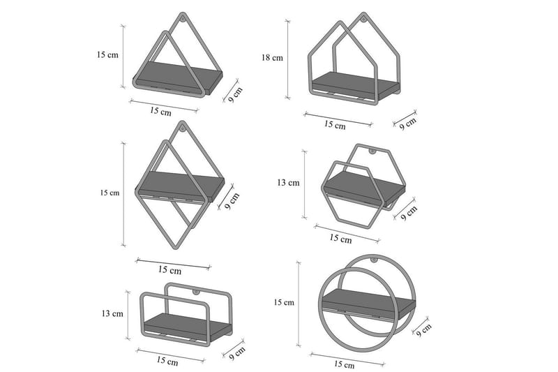 Sorab Vägghylla 15 cm - Guld/Svart - Förvaring - Köksförvaring - Kökshylla