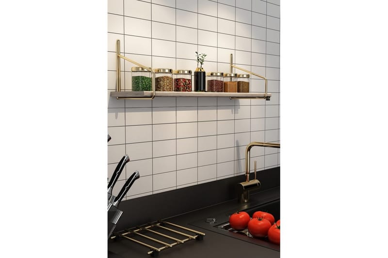 Sorab Vägghylla 60 cm - Brun/Guld - Förvaring - Köksförvaring - Kökshylla