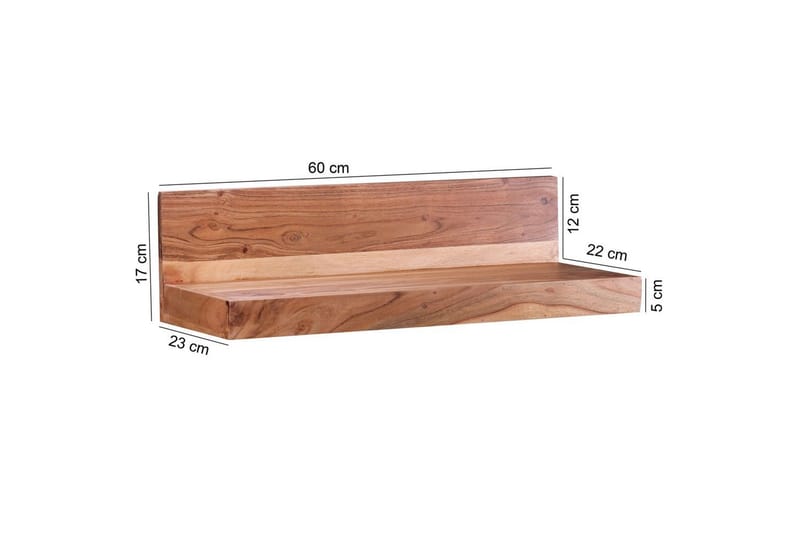 Vägghylla Wohnling Massivt trä Klassisk Akacia, 60 cm - Akacia, 60 cm - Förvaring - Köksförvaring - Kökshylla