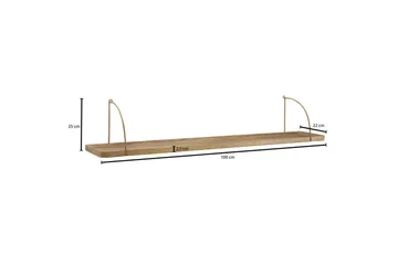 Vägghylla Wohnling massivt trä, metallhänghylla, industriell loftstil 100 cm - 100 cm - Förvaring - Köksförvaring - Kökshylla