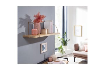 Vägghylla Wohnling massivt trä, metallhänghylla, industriell loftstil 80 cm - 80 cm - Förvaring - Köksförvaring - Kökshylla