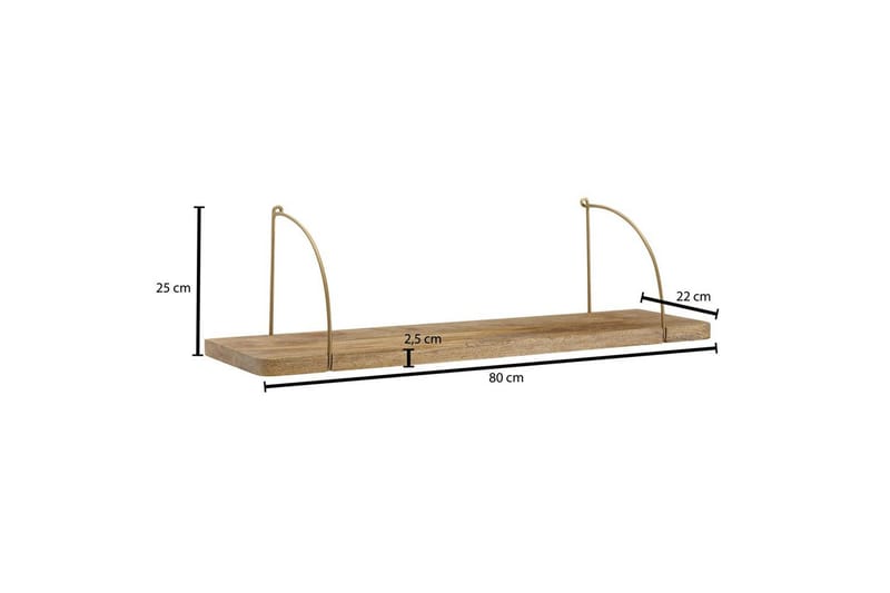 Vägghylla Wohnling massivt trä, metallhänghylla, industriell loftstil 80 cm - 80 cm - Förvaring - Köksförvaring - Kökshylla