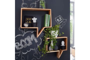 Vägghylla Wohnling Set med 2 solid trähyllor i form av pratbubblor, modern loftstil Akacia - Akacia - Förvaring - Köksförvaring - Kökshylla