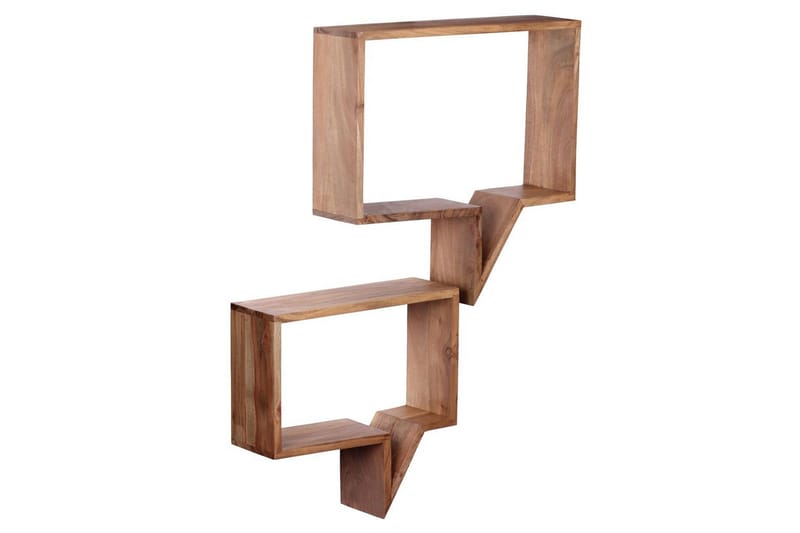 Vägghylla Wohnling Set med 2 solid trähyllor i form av pratbubblor, modern loftstil Akacia - Akacia - Förvaring - Köksförvaring - Kökshylla