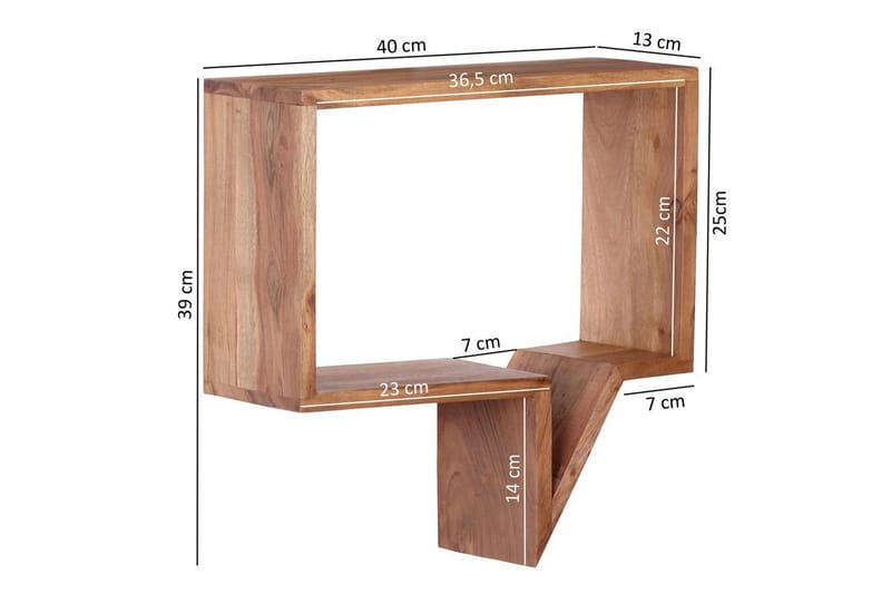 Vägghylla Wohnling Set med 2 solid trähyllor i form av pratbubblor, modern loftstil Akacia - Akacia - Förvaring - Köksförvaring - Kökshylla