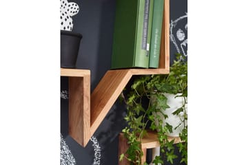 Vägghylla Wohnling Set med 2 solid trähyllor i form av pratbubblor, modern loftstil Akacia - Akacia - Förvaring - Köksförvaring - Kökshylla