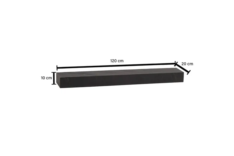 Vägghylla Wohnling svart stenoptik, väggmonterad, svävande hylla, modern loftstil 120 cm - 120 cm - Förvaring - Köksförvaring - Kökshylla
