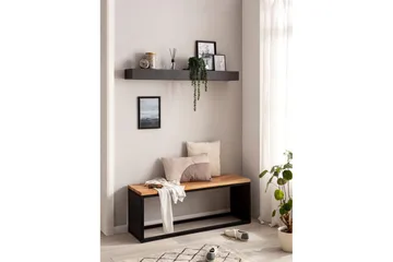 Vägghylla Wohnling svart stenoptik, väggmonterad, svävande hylla, modern loftstil 120 cm - 120 cm - Förvaring - Köksförvaring - Kökshylla
