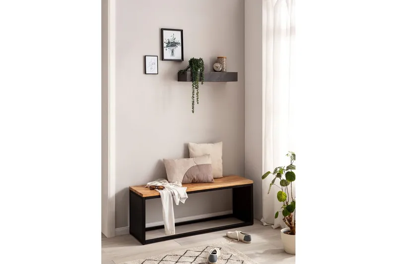 Vägghylla Wohnling svart stenoptik, väggmonterad, svävande hylla, modern loftstil 60 cm - 60 cm - Förvaring - Köksförvaring - Kökshylla