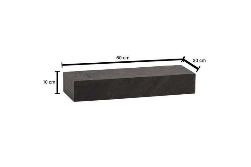 Vägghylla Wohnling svart stenoptik, väggmonterad, svävande hylla, modern loftstil 60 cm - 60 cm - Förvaring - Köksförvaring - Kökshylla