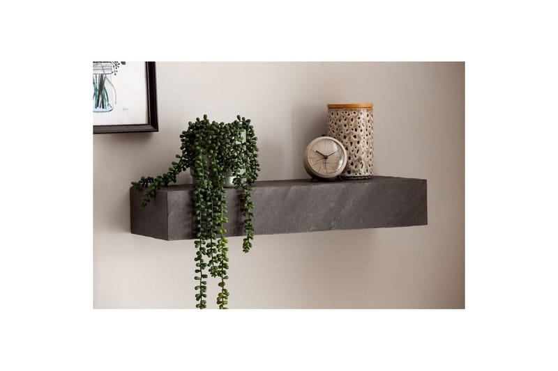 Vägghylla Wohnling svart stenoptik, väggmonterad, svävande hylla, modern loftstil 60 cm - 60 cm - Förvaring - Köksförvaring - Kökshylla