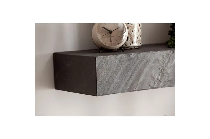 Vägghylla Wohnling svart stenoptik, väggmonterad, svävande hylla, modern loftstil 90 cm - 90 cm - Förvaring - Köksförvaring - Kökshylla