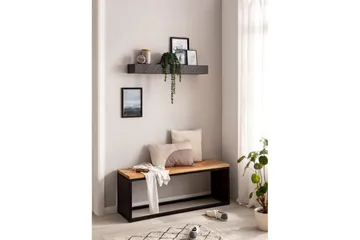 Vägghylla Wohnling svart stenoptik, väggmonterad, svävande hylla, modern loftstil 90 cm - 90 cm - Förvaring - Köksförvaring - Kökshylla