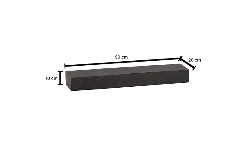 Vägghylla Wohnling svart stenoptik, väggmonterad, svävande hylla, modern loftstil 90 cm - 90 cm - Förvaring - Köksförvaring - Kökshylla