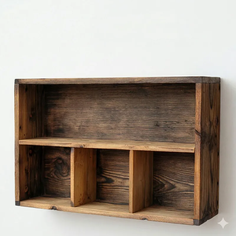 Velnor Dekorativ vägghylla 50x30x14 cm, Naturlig träfinish
