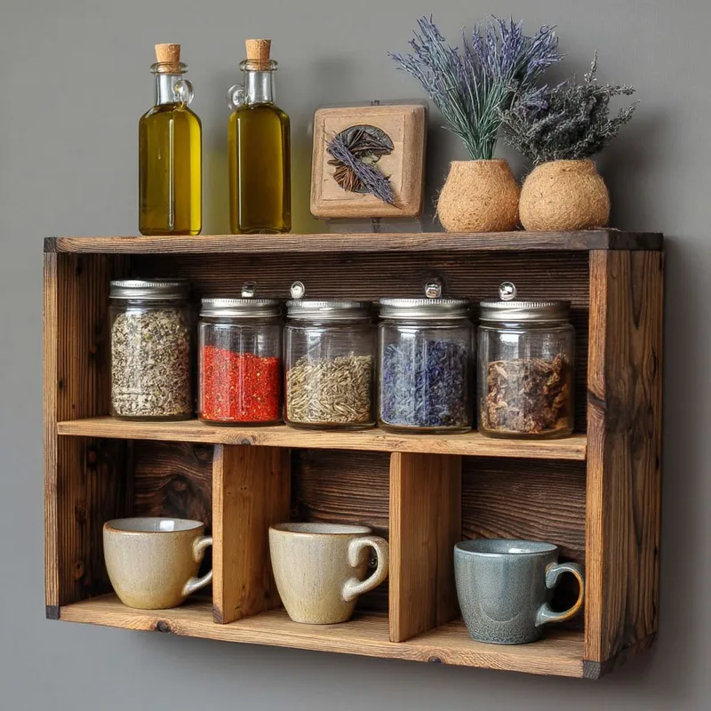Velnor Dekorativ vägghylla 50x30x14 cm - Naturlig träfinish - Förvaring - Köksförvaring - Kökshylla