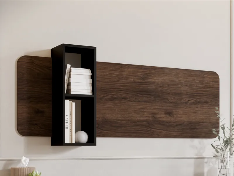 Zalricus Vägghylla 160x52 cm - Svart, valnöt - Förvaring - Köksförvaring - Kökshylla