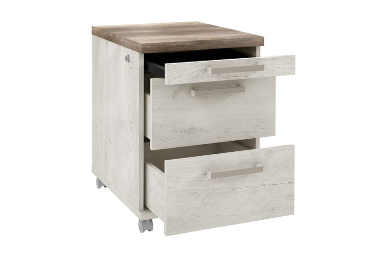 BESCH Byrå med Lås 53x42 cm Brun/Vit - Förvaring - Kontorsförvaring - Hurtsar