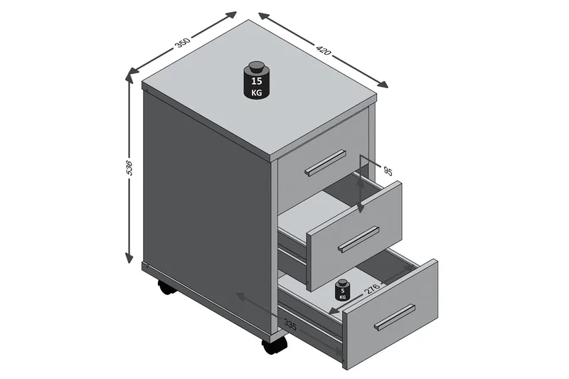 Diego Hurts 35 cm - Vit/Betong - Förvaring - Kontorsförvaring - Hurtsar