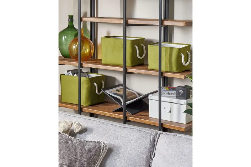 Korg Darqab set om 3 Grön, Vit - Grön, Vit - Förvaring - Småförvaring - Förvaringskorg - Flätad korg & rottingkorg