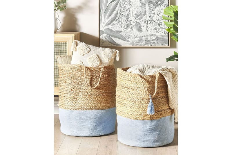 Korg Gajar set om 2 Beige, blå - Beige, blå - Förvaring - Badrumsförvaring & tvättstuga inredning