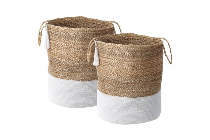 Korg Gajar set om 2 Beige, vit - Beige, vit - Förvaring - Badrumsförvaring & tvättstuga inredning