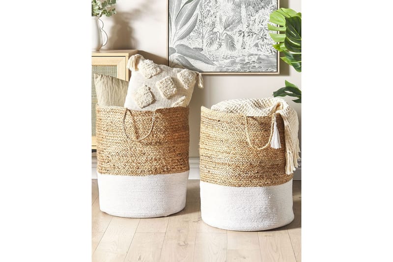 Korg Gajar set om 2 Beige, vit - Beige, vit - Förvaring - Badrumsförvaring & tvättstuga inredning