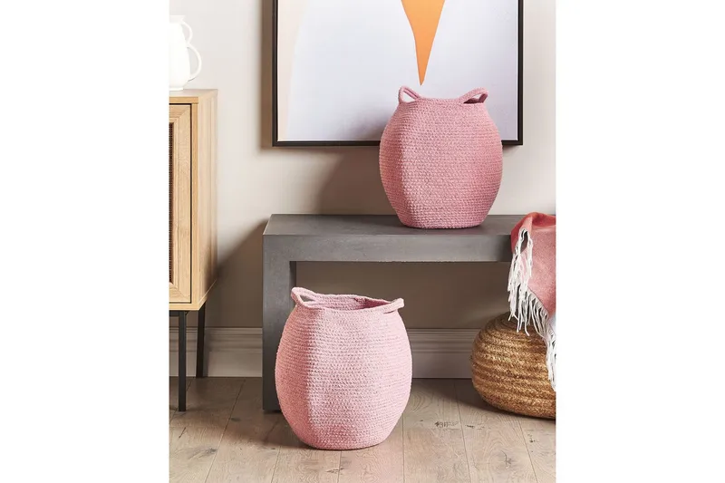 Korg Panjgur set om 2 Rosa - Rosa - Förvaring - Småförvaring - Förvaringskorg - Flätad korg & rottingkorg
