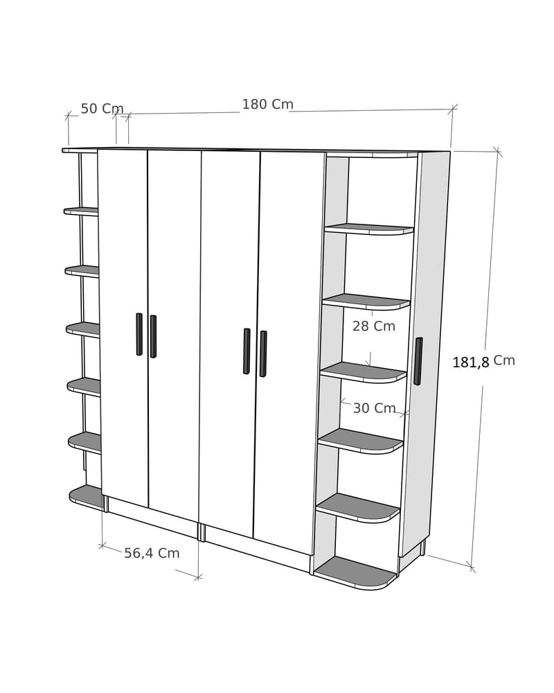 Achberg Garderob 180 cm - Förvaring - Skåp - Garderobsskåp