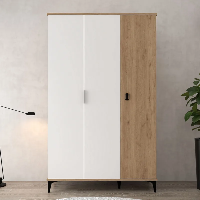 Addeva Garderob 123x200x52 cm, Sapphire Oak och vit